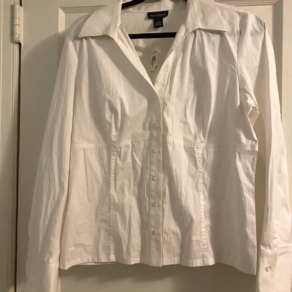 White Ann Taylor shirt; NEW with tags; size 14.